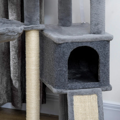50 Inch Cat Tree, Multi-Level Tower with Sisal Posts, Ramp, Bed, Condo, Hammock, Toy Ball, Grey Cat Towers at Gallery Canada