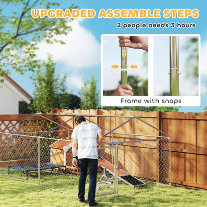 Outdoor Dog Run With Adjustable Bowls, Waterproof Cover, 13.1' x 7.5' x 5.2' Houses, Kennels & Pens at Gallery Canada