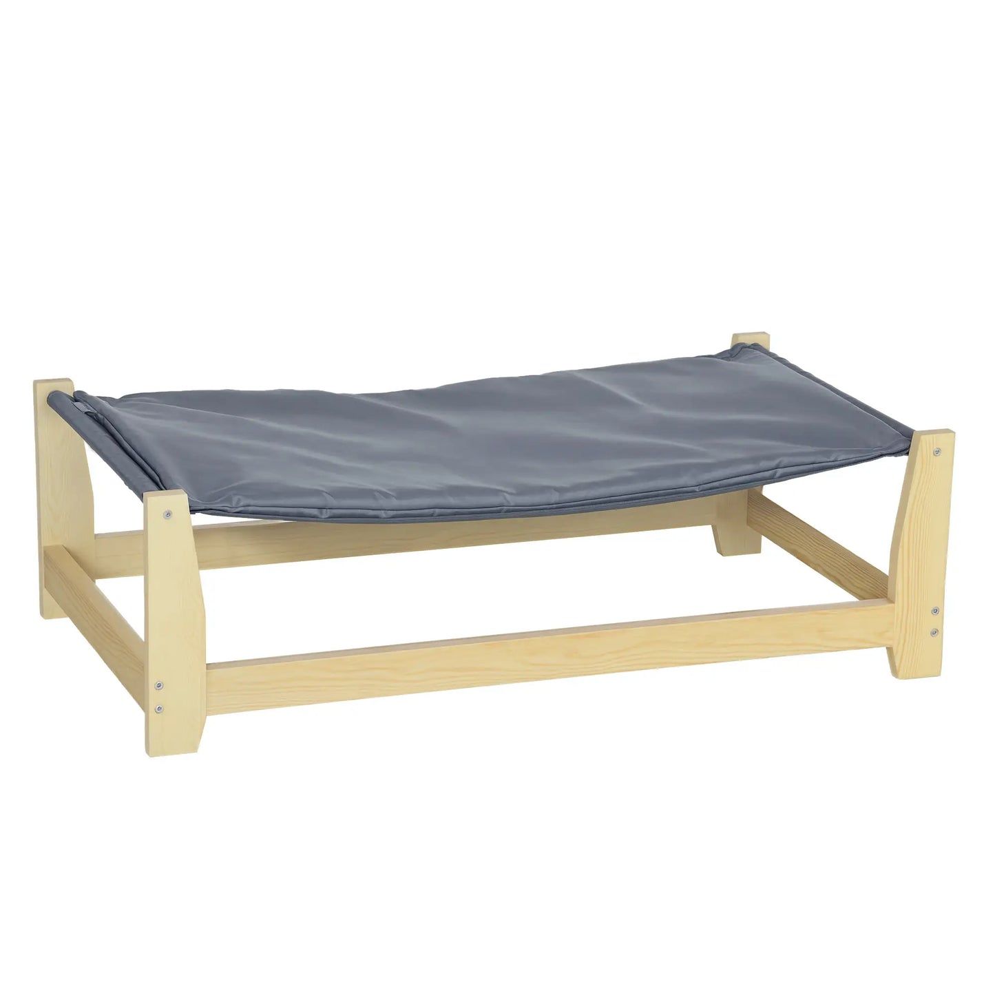 Raised Dog Bed, Washable Cushion, Elevated Pet Bed, Pine Wood Frame, 35.5" x 20" x 11" Elevated Dog Beds Natural, Light Grey at Gallery Canada