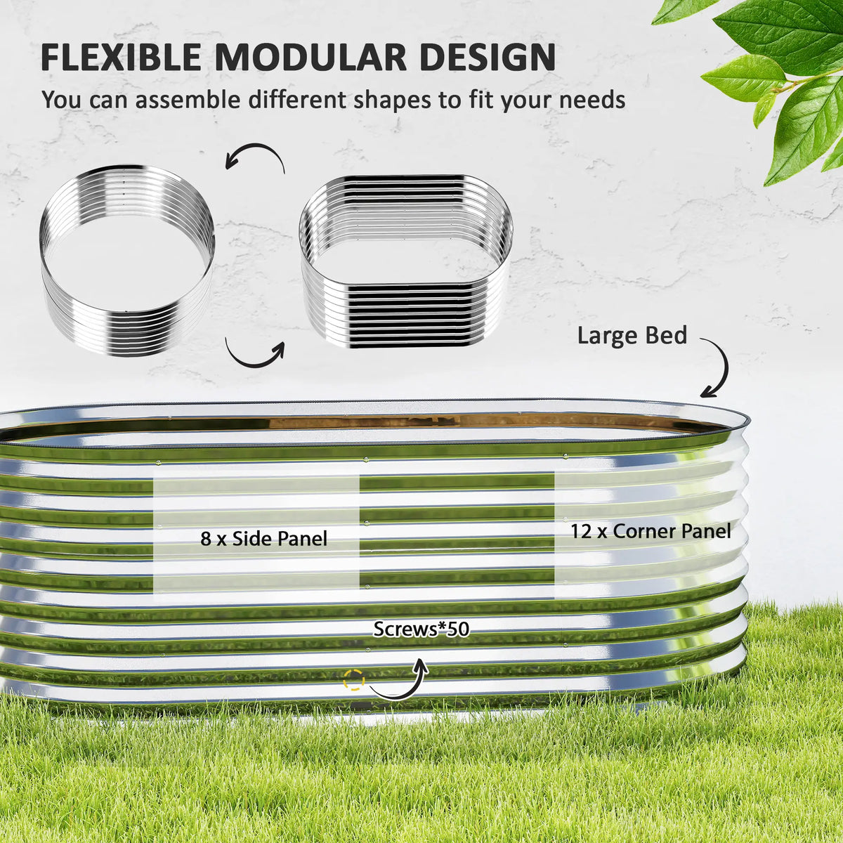 5 x 2.5 x 2ft Galvanized Raised Garden Bed, Oval Planter Box, Silver Raised Garden Beds at Gallery Canada