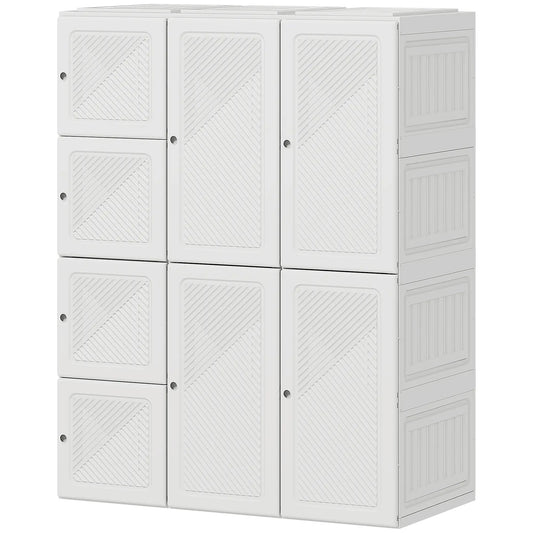 Portable Wardrobe, Foldable Plastic Closet, 8 Compartments, 2 Hanging Rods, White Clothing Storage White at Gallery Canada