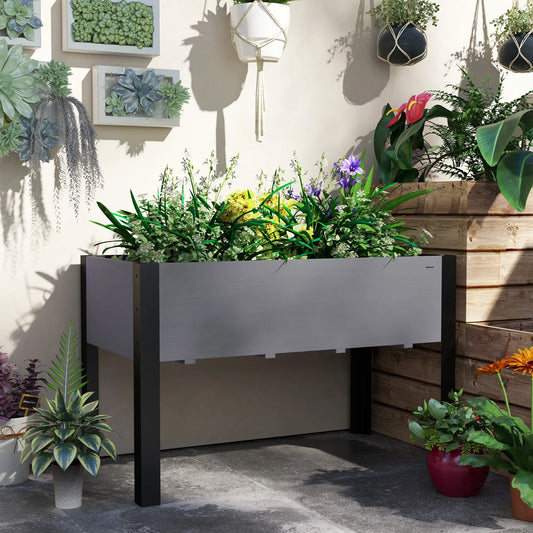 Raised Garden Bed, Elevated Planter Box, 47x24x29 Inches, Grey Raised Garden Beds Black and Grey at Gallery Canada