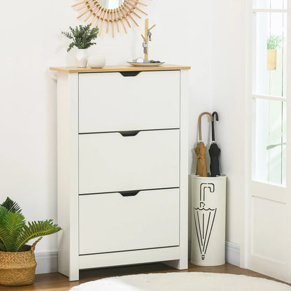 Shoe Storage Cabinet, 3 Flip Drawers, Adjustable Shelves, 9-18 Pairs, White Shoe Storage Cabinets & Racks at Gallery Canada