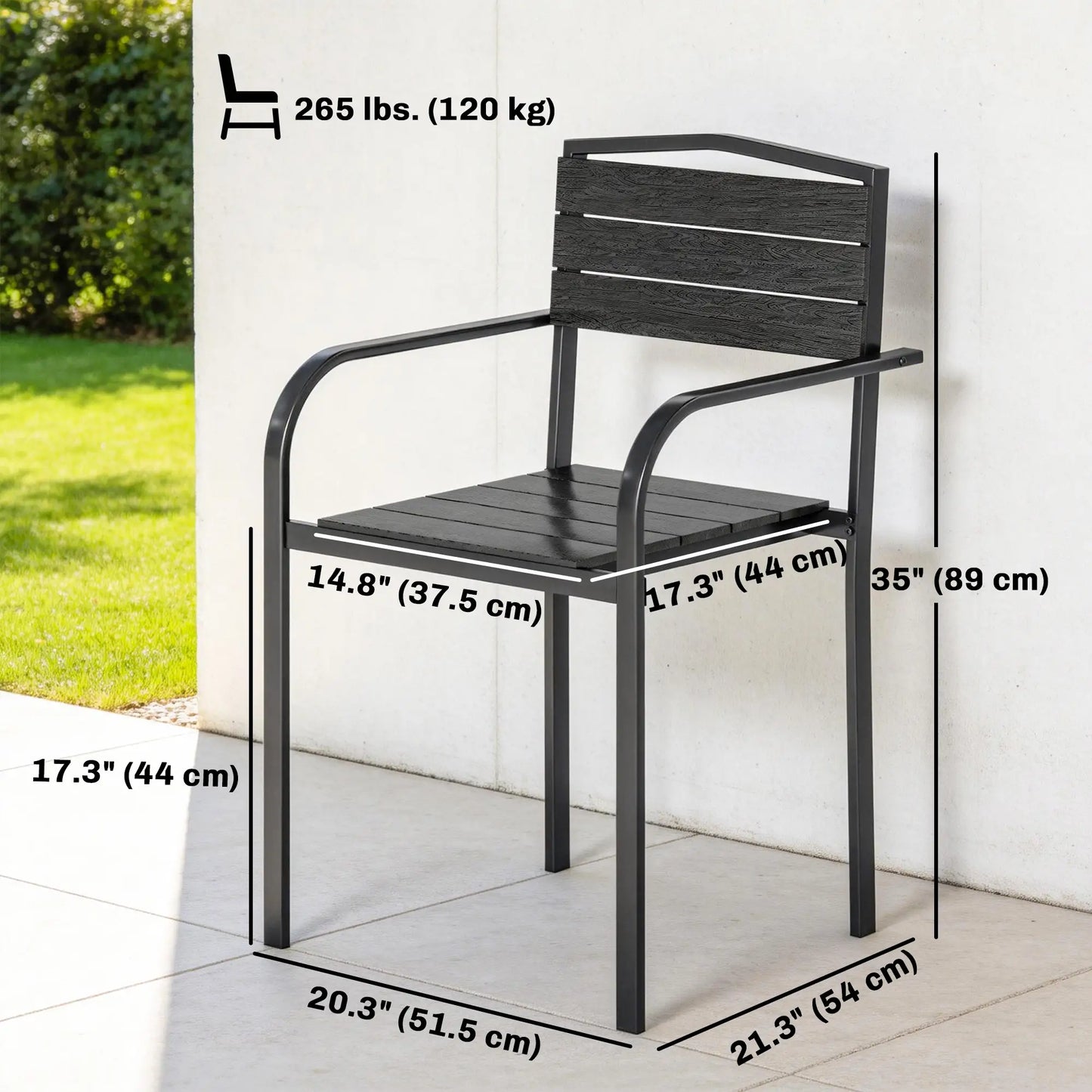 Stackable Patio Chairs Set Of 4, Outdoor Dining Chairs, Black Outdoor Dining Sets at Gallery Canada