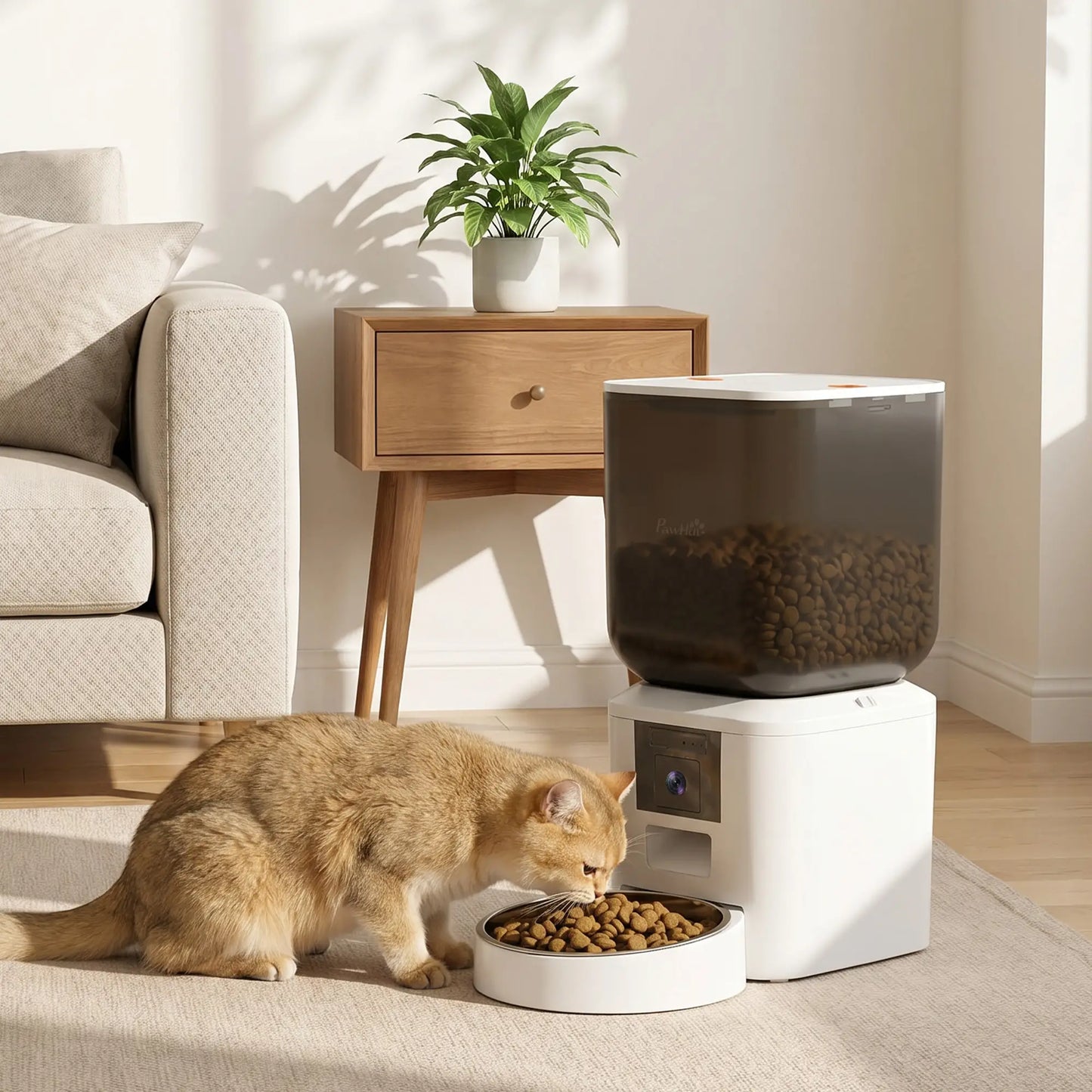 Distributeur automatique pour chat avec caméra, WiFi 2.4G, 8L, double alimentation