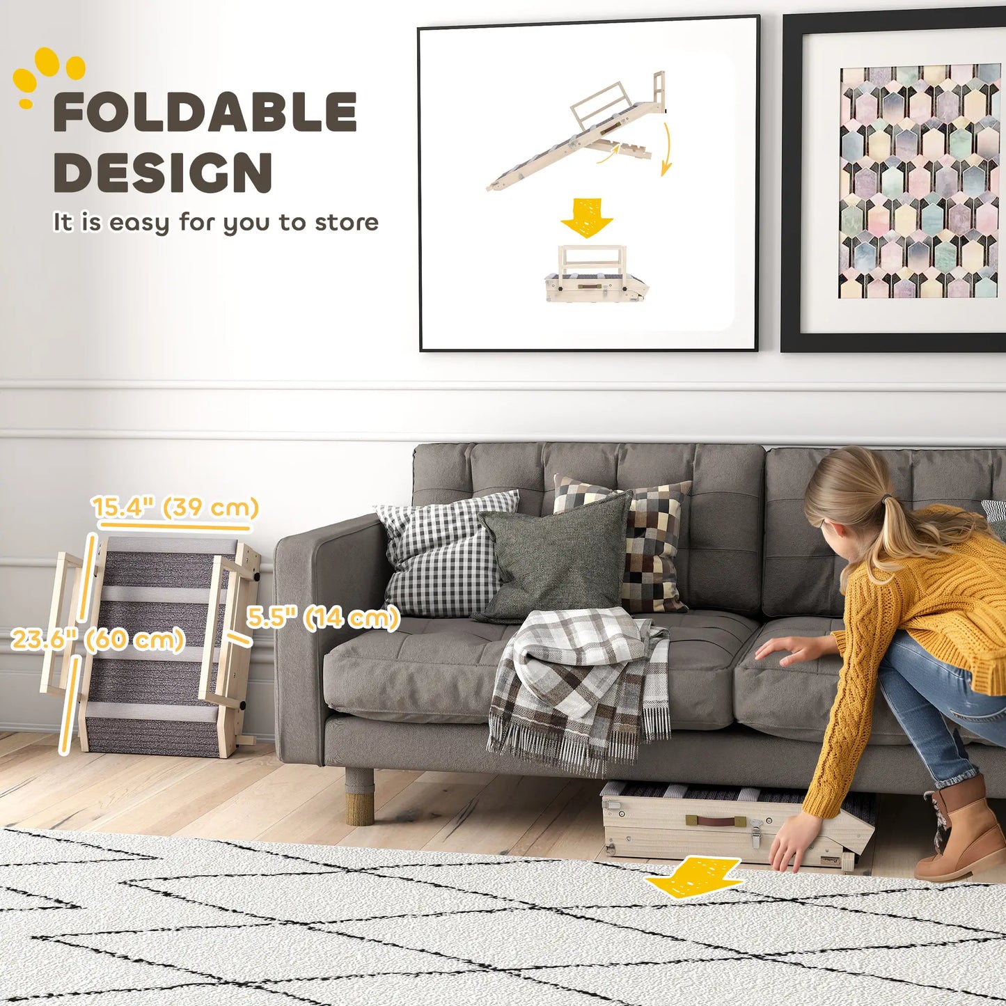 Rampe pliante pour chien, 4 hauteurs réglables de 15" à 19", avec garde-corps latéraux