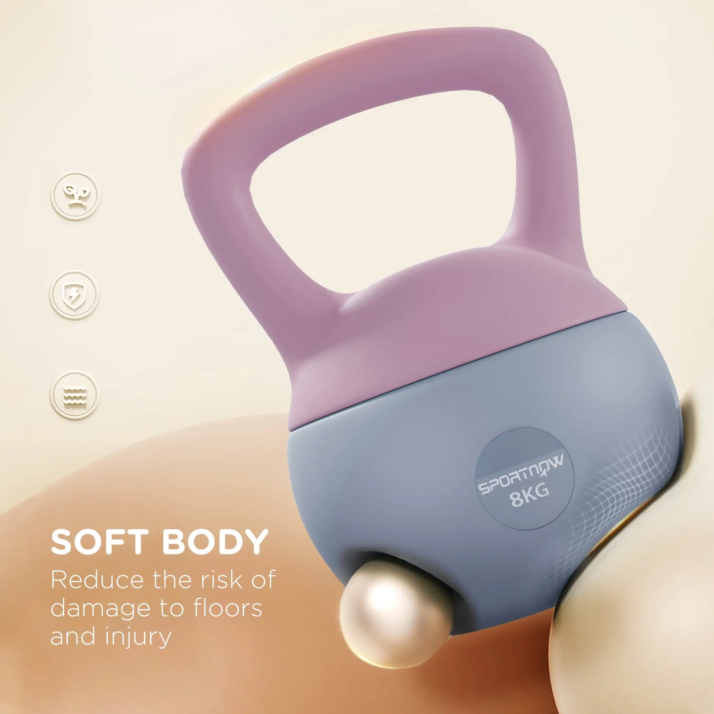 18 lb Kettlebell souple, rempli de sable, violet