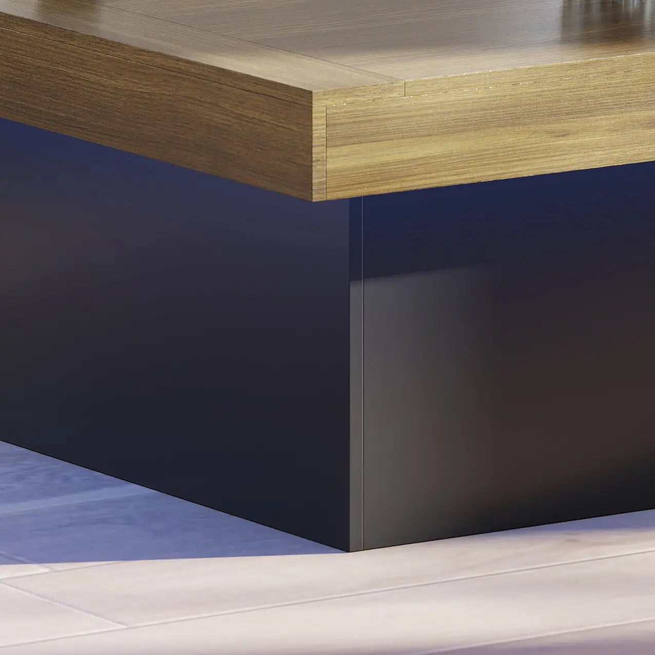 Square Coffee Table with LED Lights, 35-inch, Walnut Coffee Tables at Gallery Canada