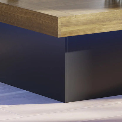 Square Coffee Table with LED Lights, 35-inch, Walnut Coffee Tables at Gallery Canada
