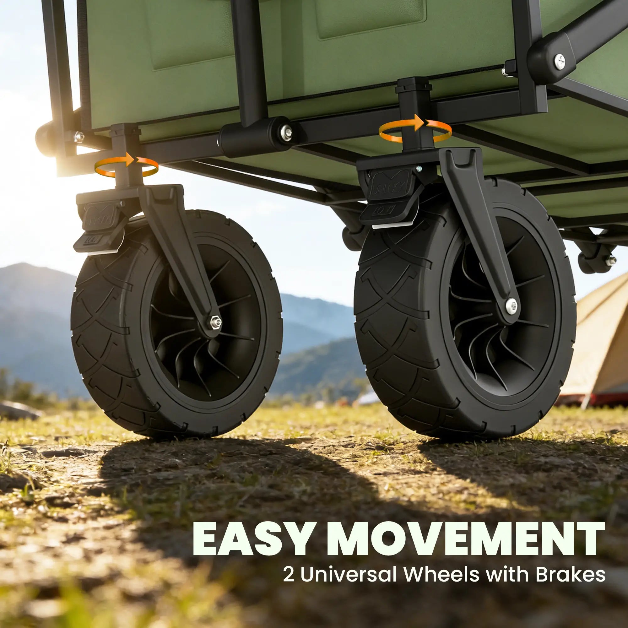 130L Folding Garden Cart, Heavy-Duty Collapsible Wagon With Wheels And Brakes, Green Folding Garden Carts at Gallery Canada
