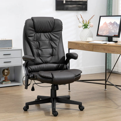 Heated Ergonomic Massage Swivel Office Chair, High Back Faux Leather, Brown Massage Chairs at Gallery Canada