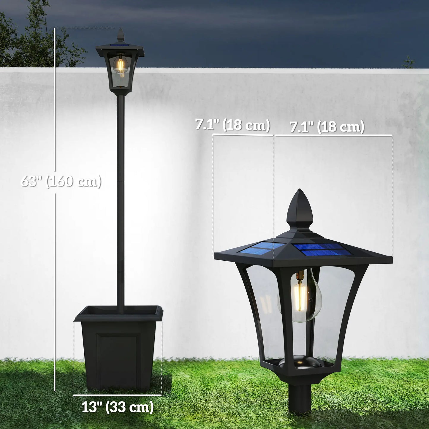 63" Solar Lamp Post Lights 2 Pack, Waterproof LED, Black Solar Post Lamps at Gallery Canada