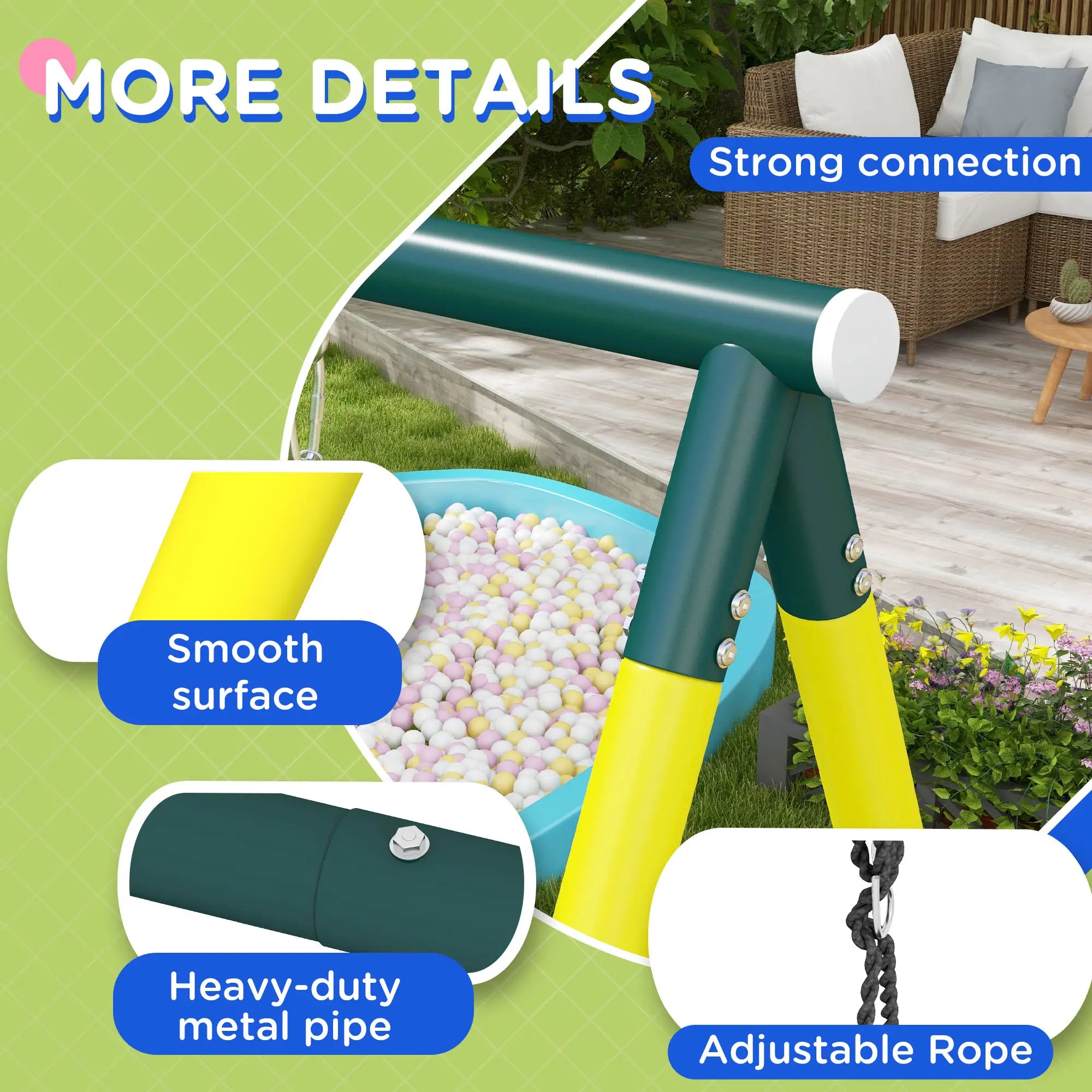 4 in 1 Swing Set, Saucer Swing, Seat, Ladder, Basketball Hoop, 3-8 Years, Yellow Gym Sets & Swings at Gallery Canada