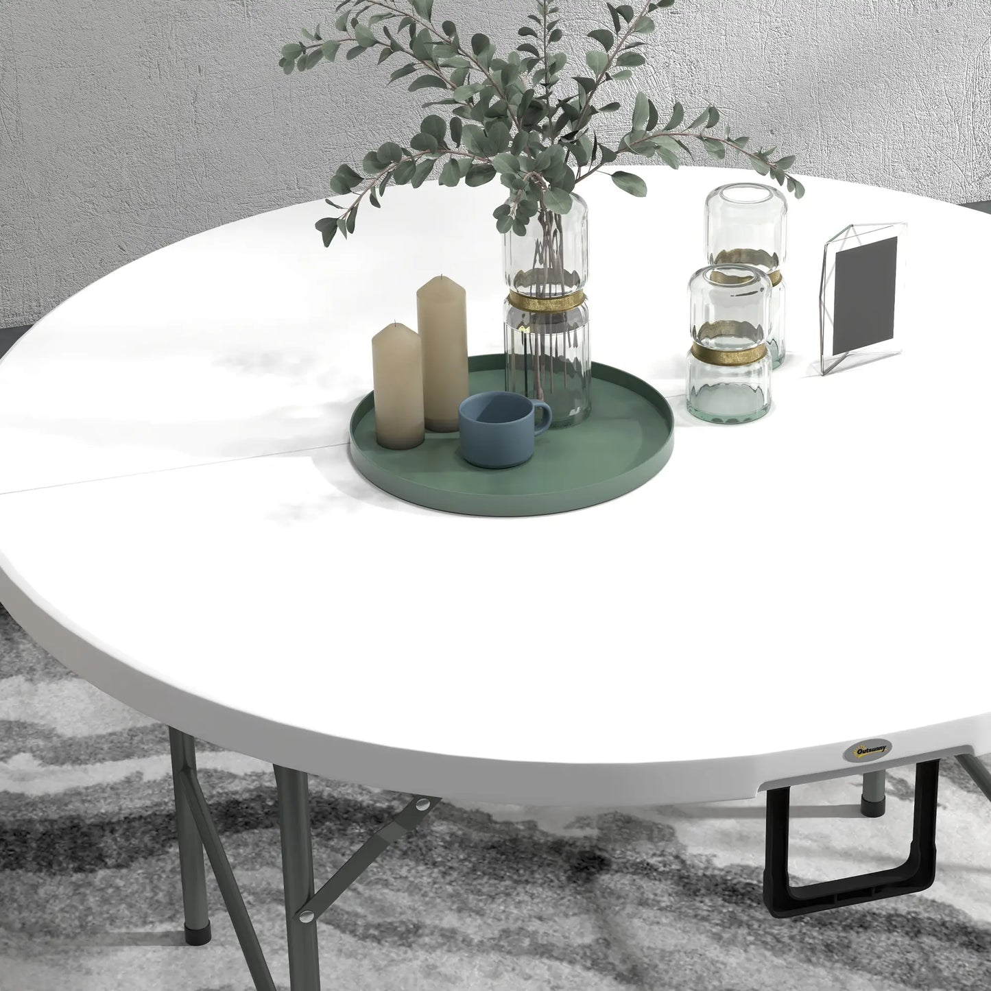 48" Folding Patio Table, Outdoor HDPE Picnic Table, White Patio Side Tables at Gallery Canada