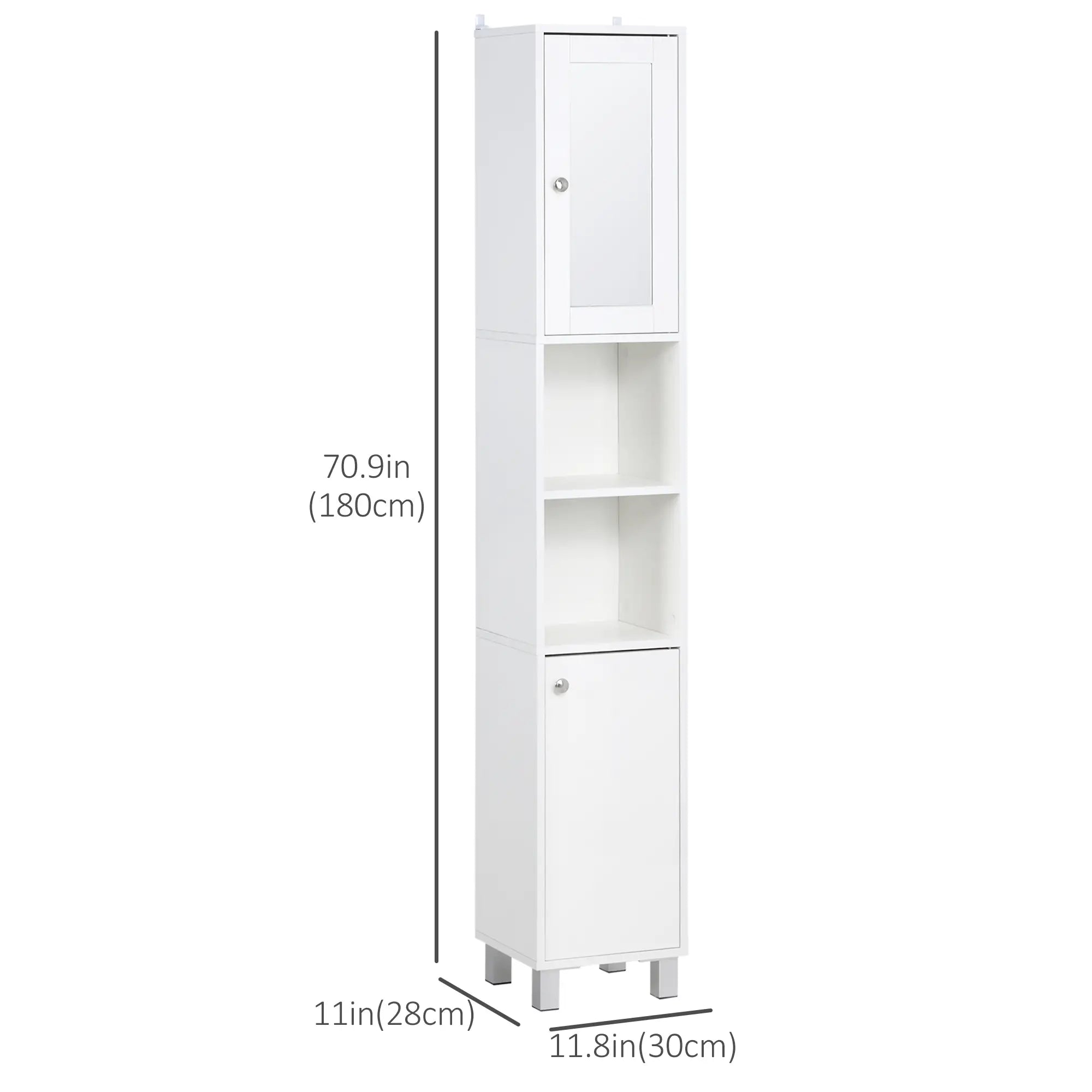 Tall Bathroom Storage Cabinet with Mirror, Adjustable Shelves, White Bathroom Cabinets at Gallery Canada