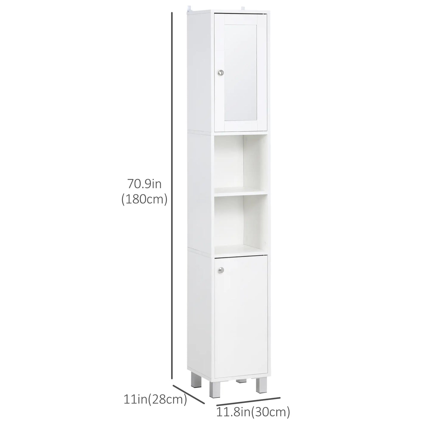 Tall Bathroom Storage Cabinet with Mirror, Adjustable Shelves, White Bathroom Cabinets at Gallery Canada