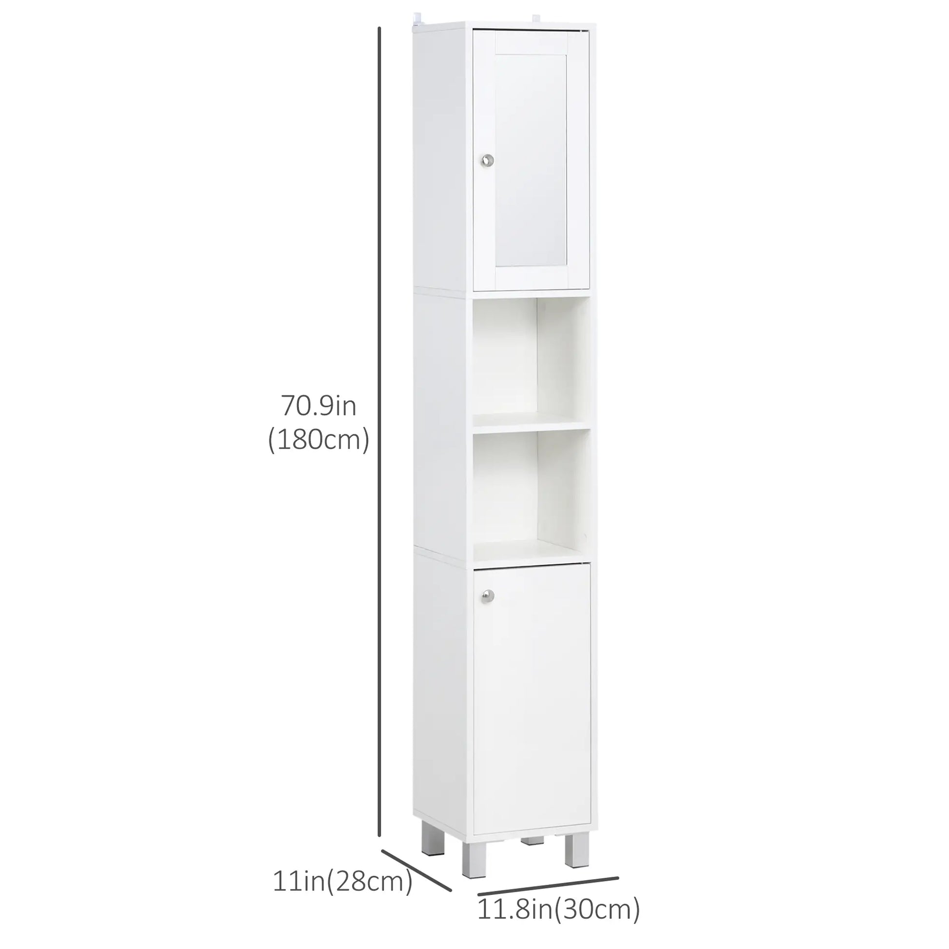 Tall Bathroom Storage Cabinet with Mirror, Adjustable Shelves, White Bathroom Cabinets at Gallery Canada