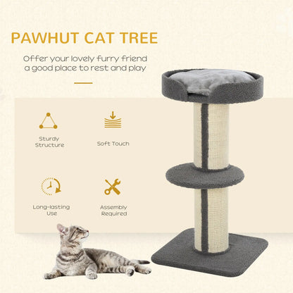 Cat Tree with Scratching Post, Bed, Cushion, Perch, 18" x 18" x 36", Grey Cat Towers at Gallery Canada