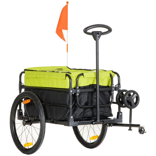 Bike Cargo Trailer &; Wagon Cart, Multi-Use Garden Cart with Removable Box, 20'' Big Wheels, Reflectors, Hitch and Handle, Yellow - Gallery Canada