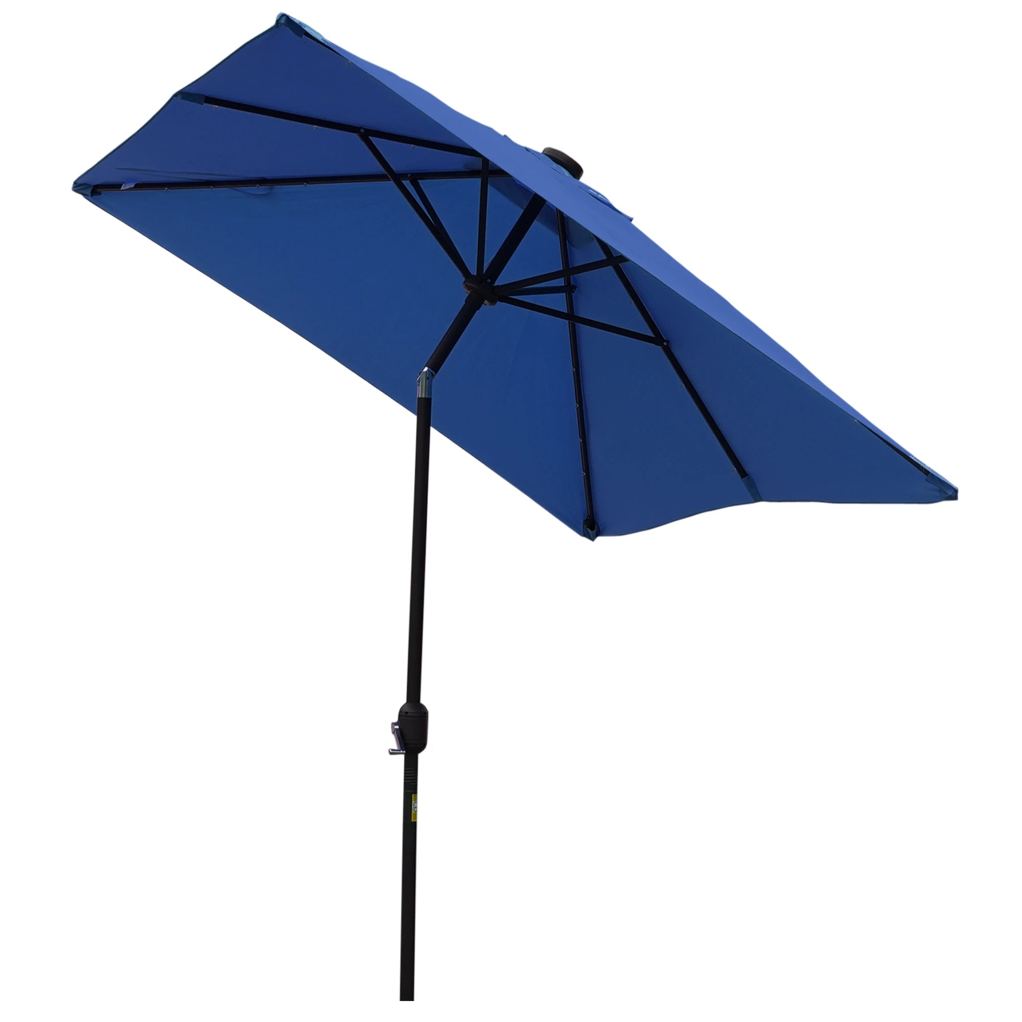 6' x 10' Rectangular Patio Umbrella, 22 LED Solar Lights, Tilt, Crank, Dark Blue Sun Umbrellas Dark Blue at Gallery Canada
