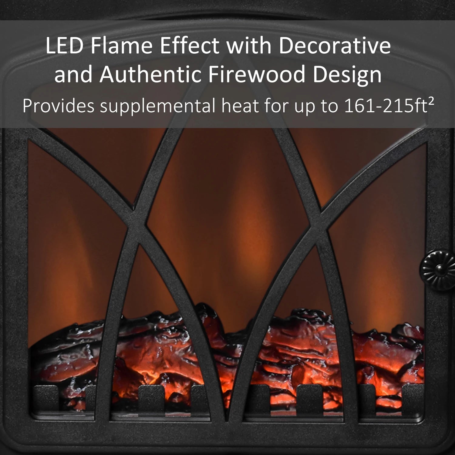 Electric Fireplace Stove Heater, Adjustable LED Flame, 750W/1500W, Black Electric Fireplaces at Gallery Canada