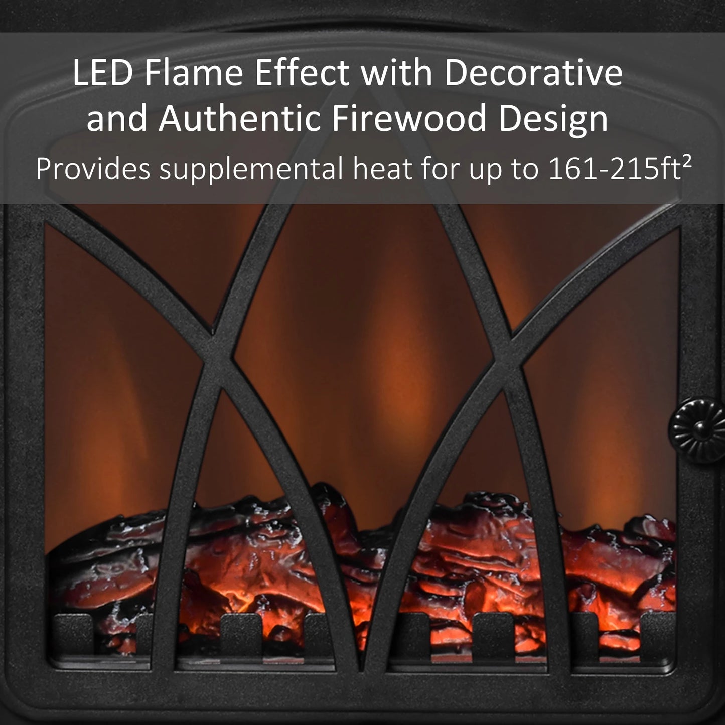 Electric Fireplace Stove Heater, Adjustable LED Flame, 750W/1500W, Black Electric Fireplaces at Gallery Canada