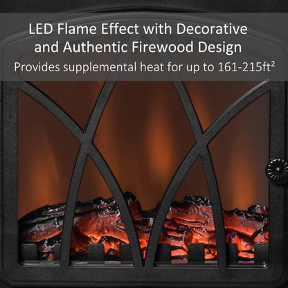 Electric Fireplace Stove Heater, Adjustable LED Flame, 750W/1500W, Black Electric Fireplaces at Gallery Canada