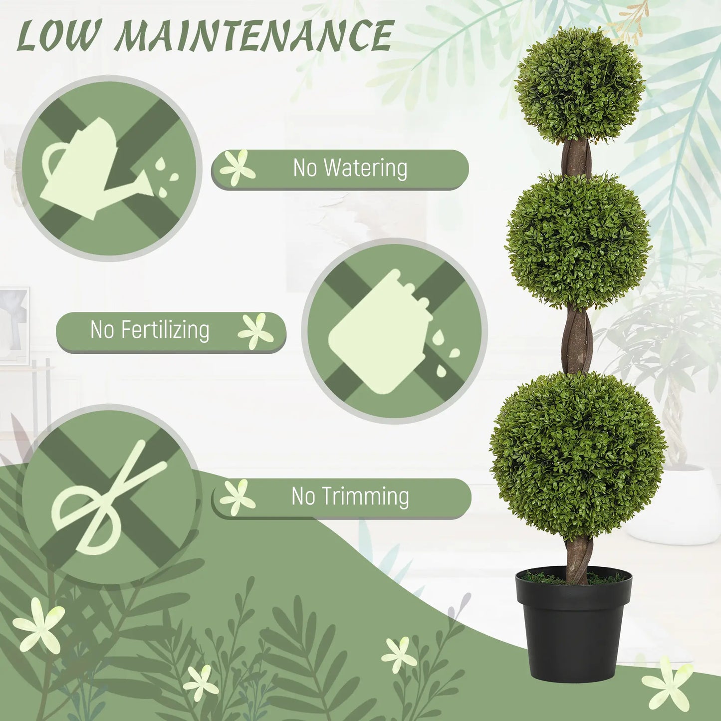 Artificial Ball Boxwood Topiary Trees, Set of 2, Indoor Outdoor Decor, Green Artificial Trees at Gallery Canada