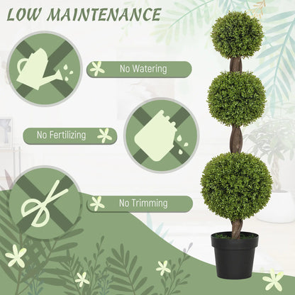 Artificial Ball Boxwood Topiary Trees, Set of 2, Indoor Outdoor Decor, Green Artificial Trees at Gallery Canada