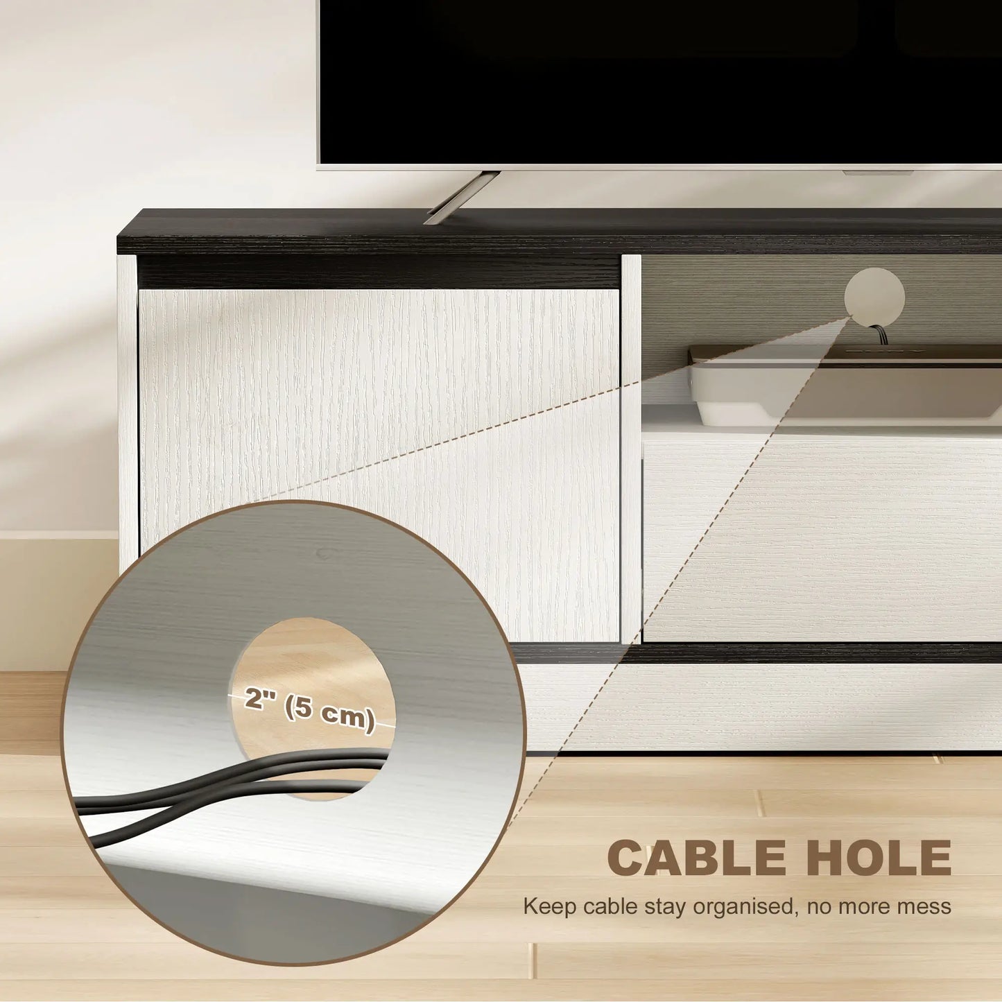 TV Stand For 43-55 Inch TV, Entertainment Center With Cabinets, White TV Stands at Gallery Canada