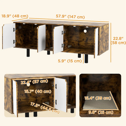 Hidden Cat Litter Box Enclosure, 2 Cabinets, Double Doors, Sand Drain Pad, Rustic Brown Cat Litter Box Enclosures at Gallery Canada