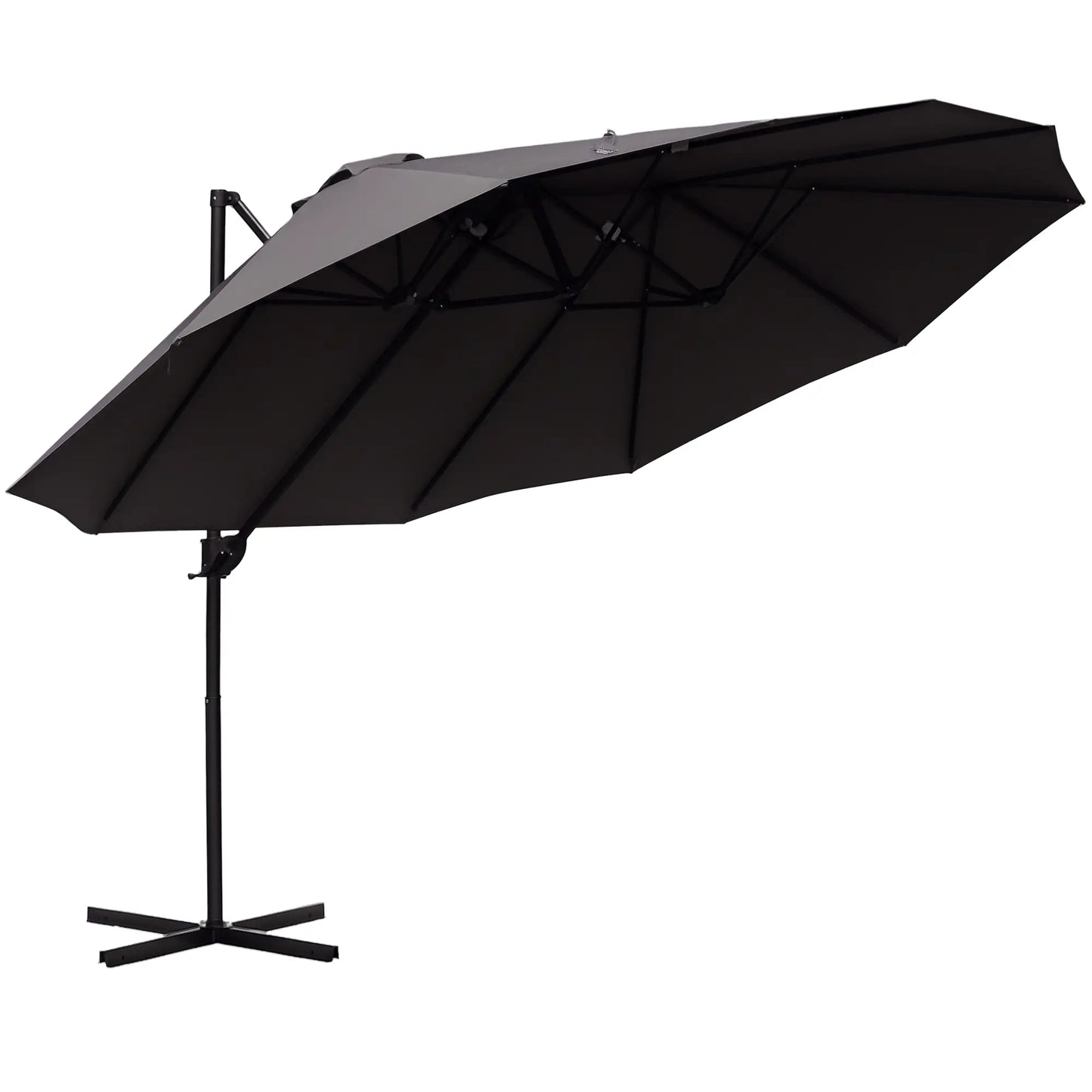 Outdoor Cantilever Umbrella, Twin Canopy Sunshade, Lift Crank, Grey Cantilever Umbrellas Black and Grey at Gallery Canada