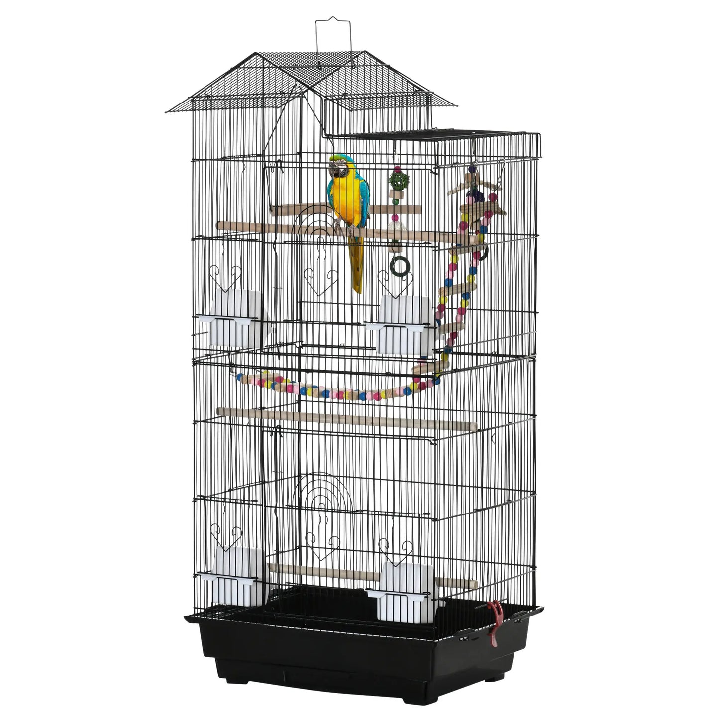 39" Bird Cage for Small Birds, with Ladder, Swing, Toys, Perches Bird Cages Black at Gallery Canada