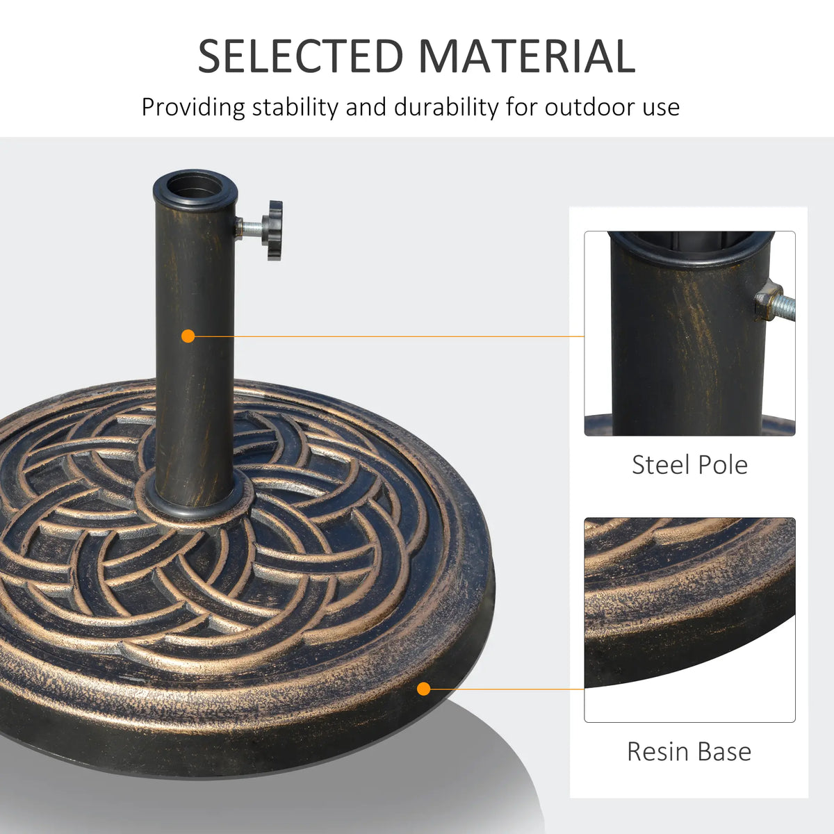 25 lb Heavy Duty Patio Umbrella Base, Round Stand, Outdoor, Bronze Umbrella Bases at Gallery Canada
