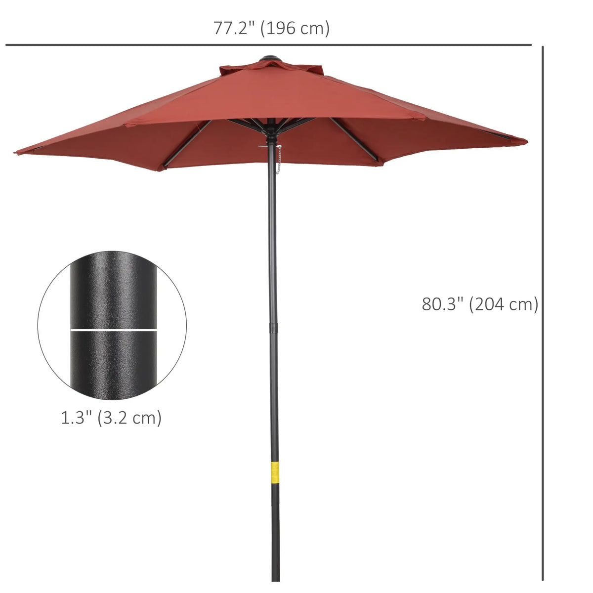 6.6FT Patio Umbrella, Outdoor Parasol, 6 Ribs, Wine Red Sun Umbrellas at Gallery Canada