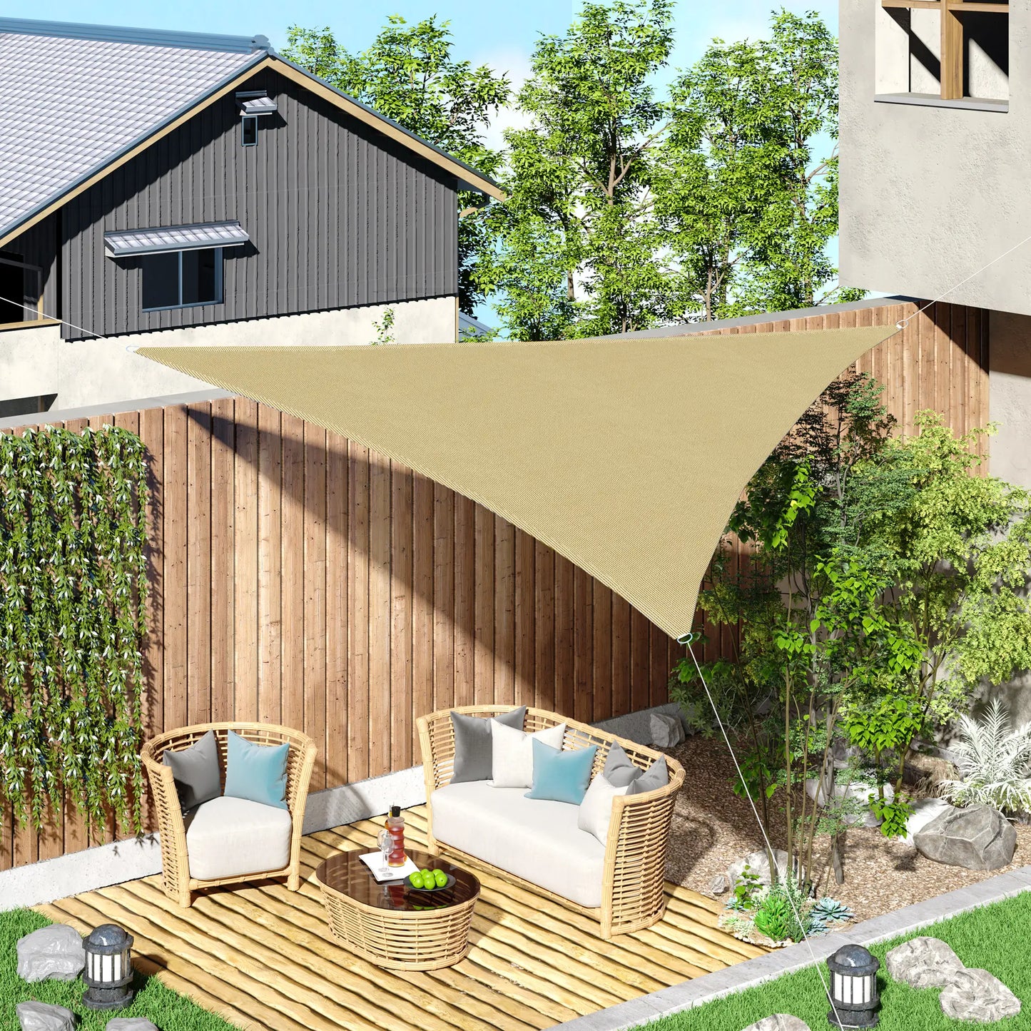10' x 10' x 10' Triangle Sun Shade Sail, UV Block Fabric Canopy for Patio, Deck Shade Sails at Gallery Canada