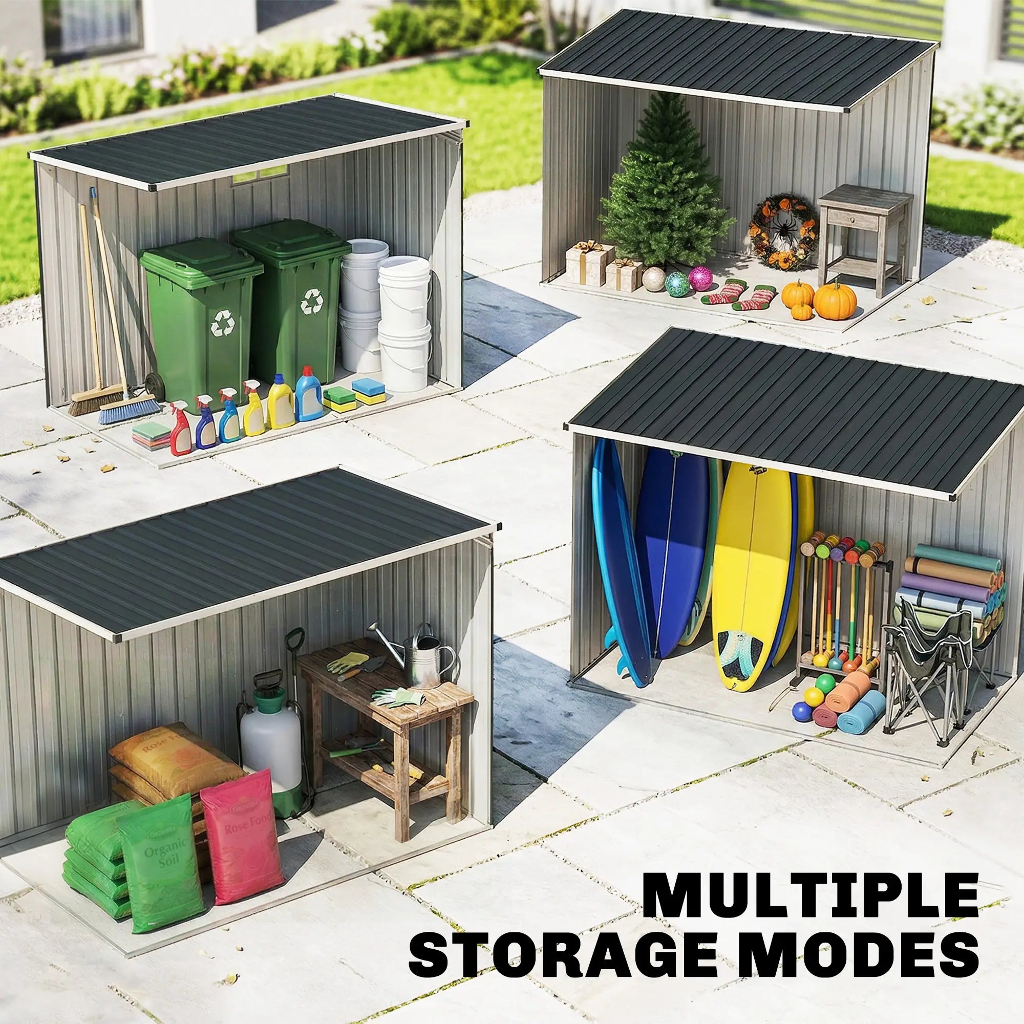 4' x 8' Metal Garden Shed, Outdoor Storage with Window, 2 Vents, Lockable Door Sheds at Gallery Canada