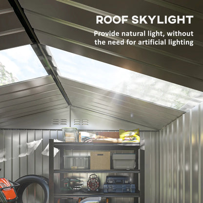 9.1' x 6.4' x 6.3' Garden Storage Shed with Foundation Kit, Double Doors, Grey Sheds at Gallery Canada