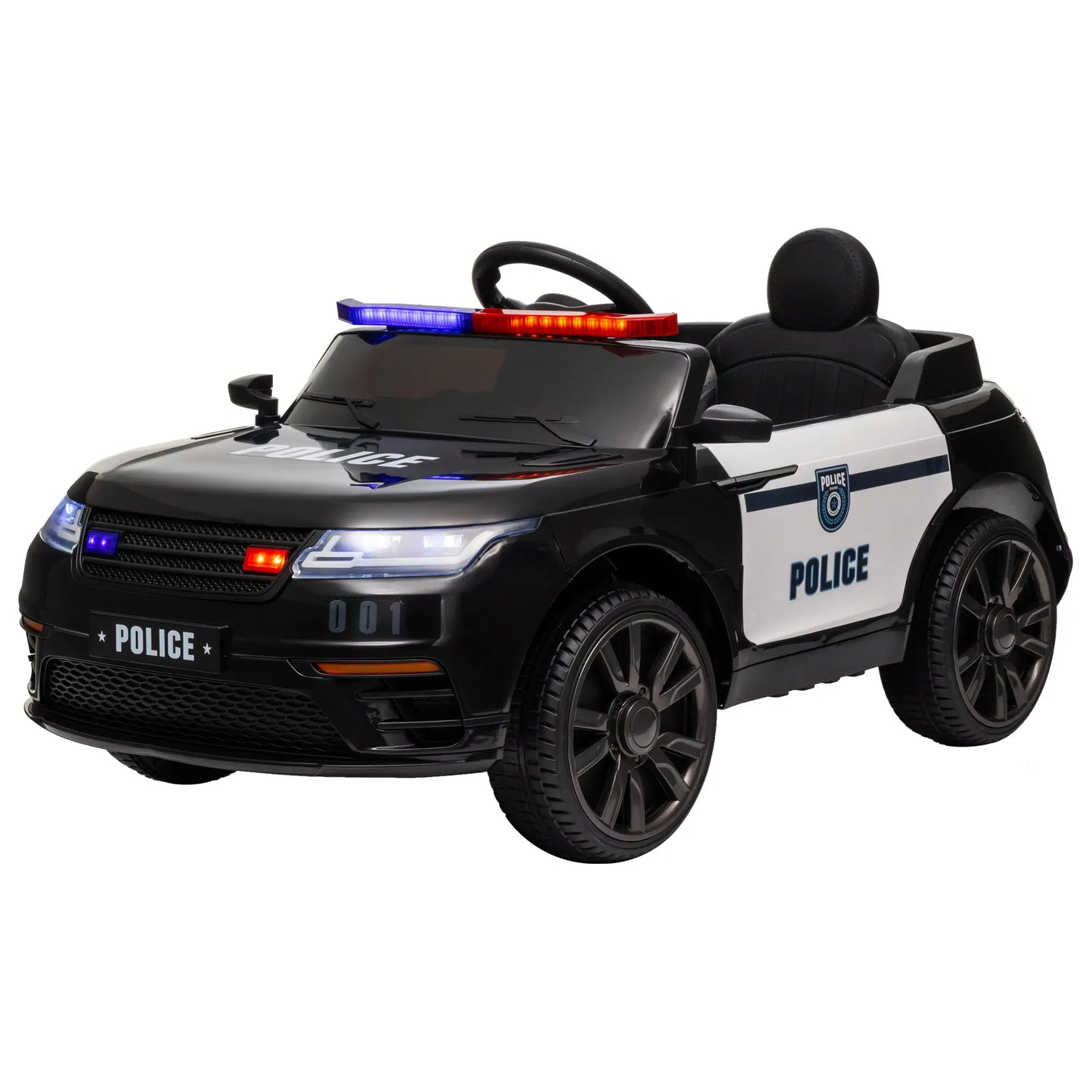 12V Kids Electric Police Car, Remote Control, Black Electric Toy Cars Black at Gallery Canada