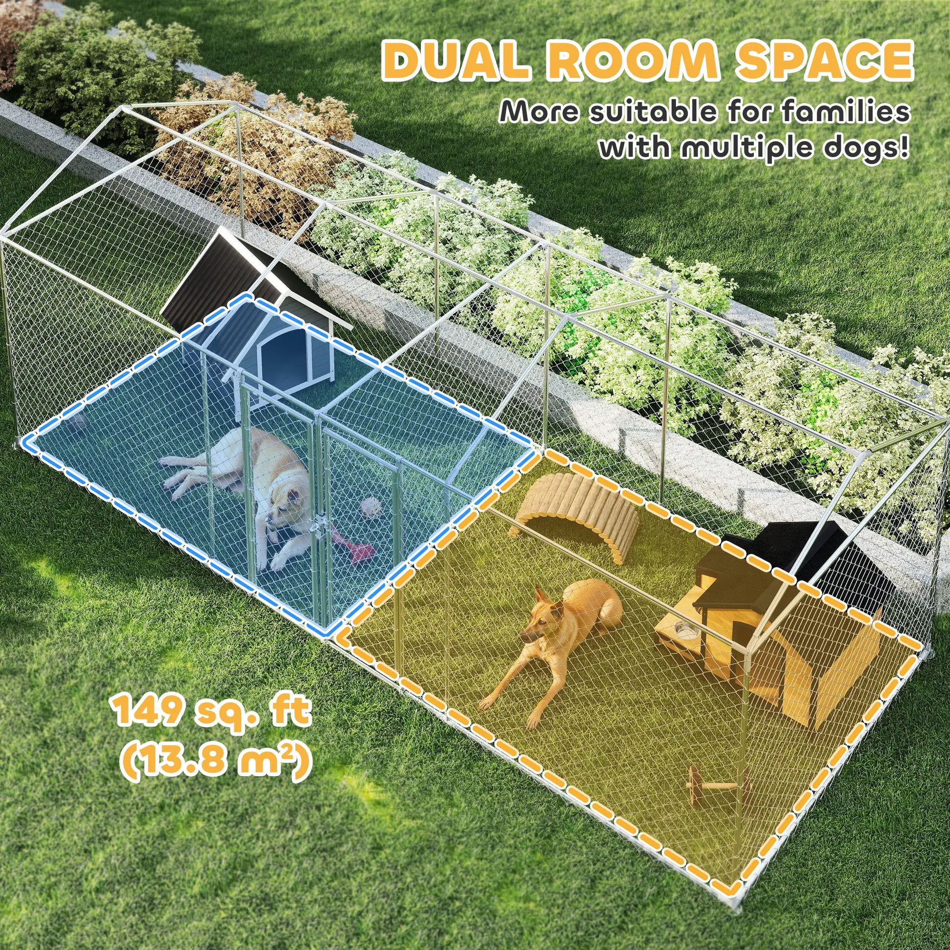 Outdoor Dog Kennel, Waterproof UV Cover, Escape-Proof Lock, 19.7' x 7.5' x 7.5' Houses, Kennels & Pens at Gallery Canada