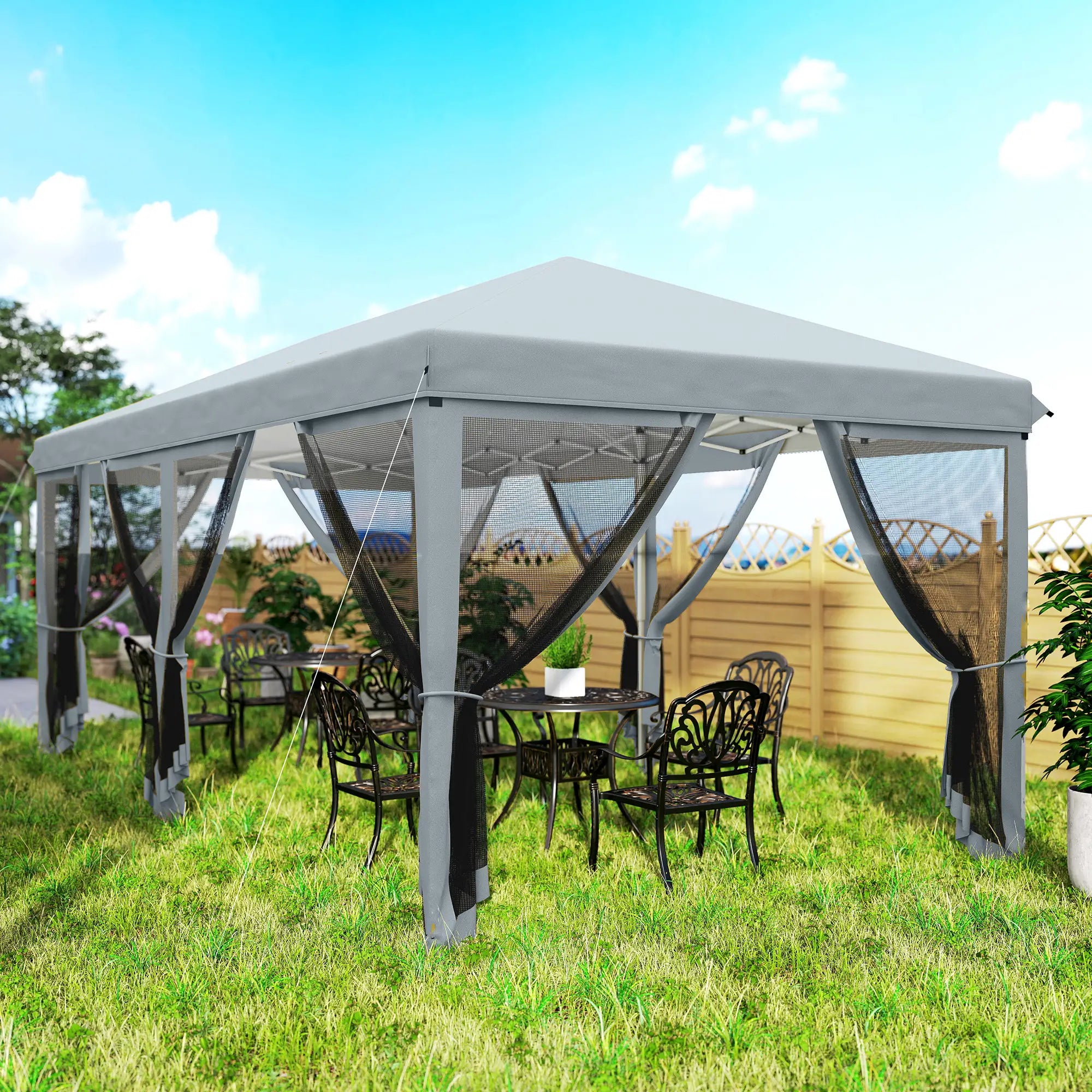 10' x 20' Pop Up Canopy Tent Gazebo, Removable Mesh Sidewall, Carry Bag, Grey Pop Up Canopies at Gallery Canada