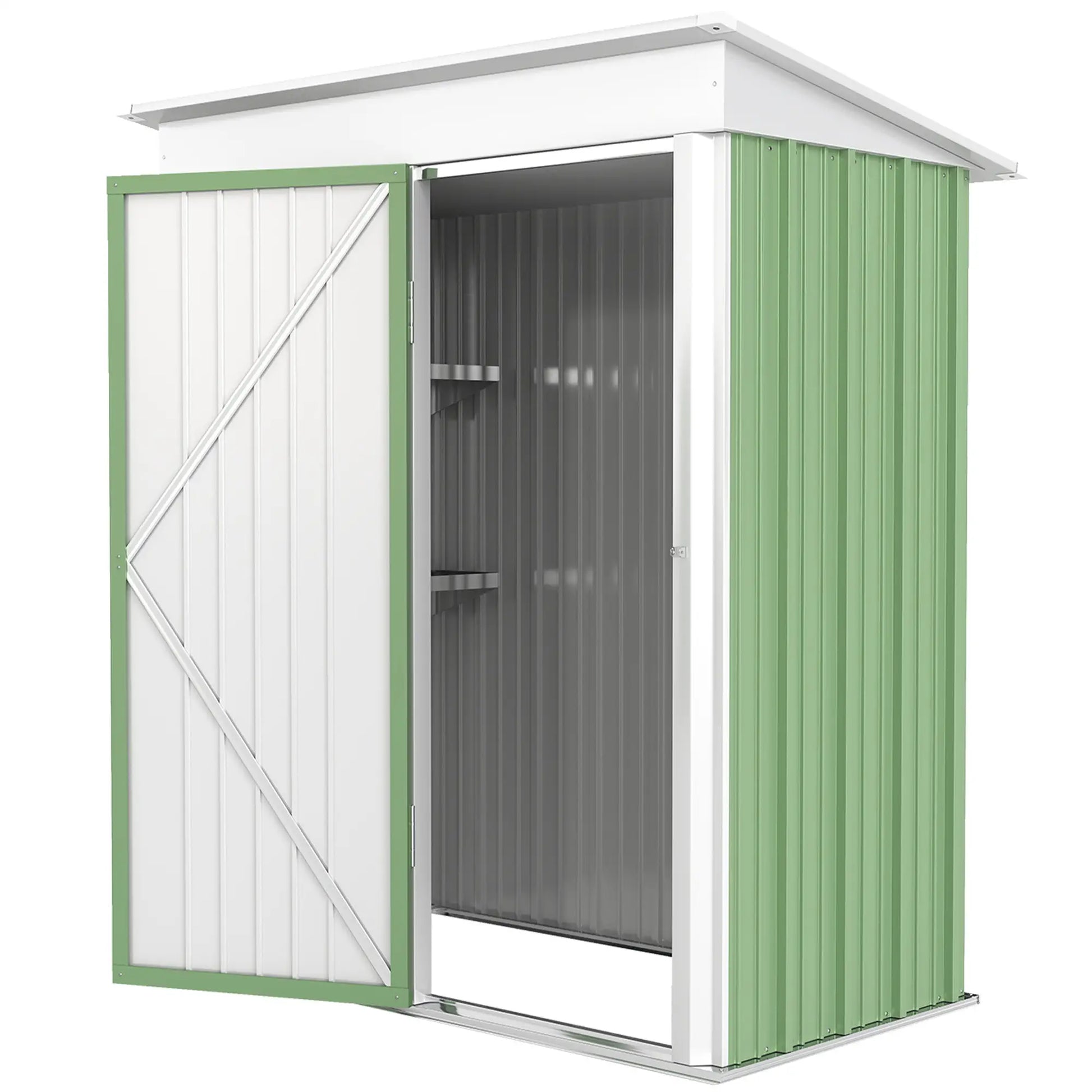 Small Steel Garden Shed, Adjustable Shelf, Lock, Gloves, 5'x3'x6', Green Sheds at Gallery Canada