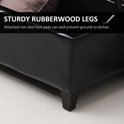Storage Ottoman Bench, 51 Inches, PU Leather Foot Rest, Black Storage Ottomans & Benches at Gallery Canada