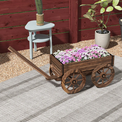 Wooden Wagon Planter Box, Raised Garden Bed, Carbonized Elevated Garden Beds at Gallery Canada