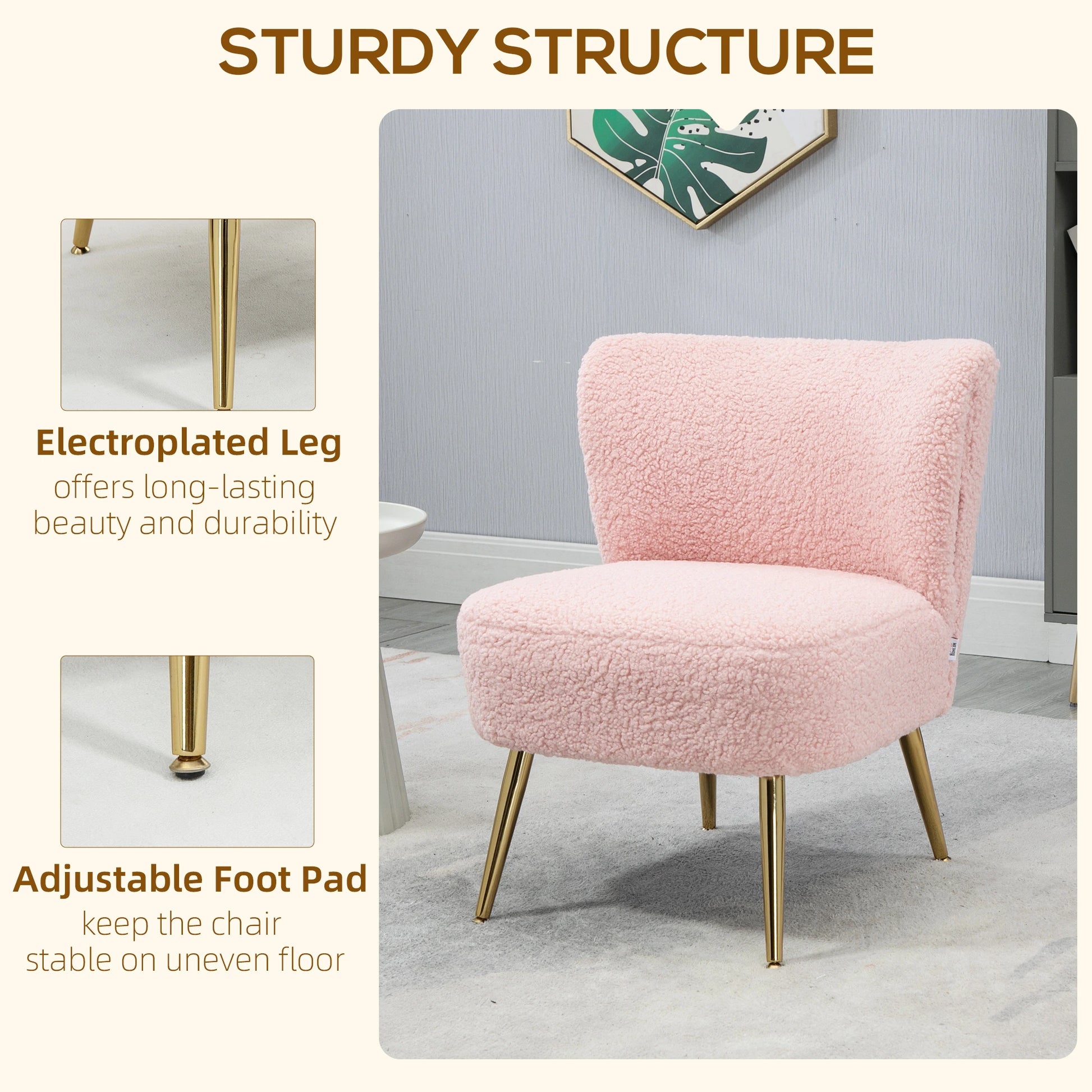 Lounge Chair for Bedroom Living Room Chair with Soft Upholstery and Gold Legs Pink Accent Chairs at Gallery Canada