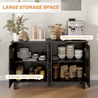 Kitchen Sideboard Cabinet, 4 Barn Doors, 2 Adjustable Shelves, Black Bar Cabinets at Gallery Canada