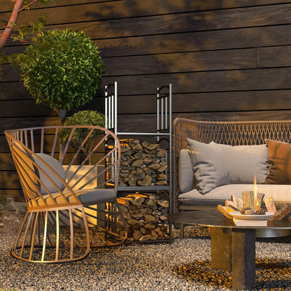 3-Tier Firewood Rack, Heavy Duty Wood Storage, Black Firewood Racks at Gallery Canada