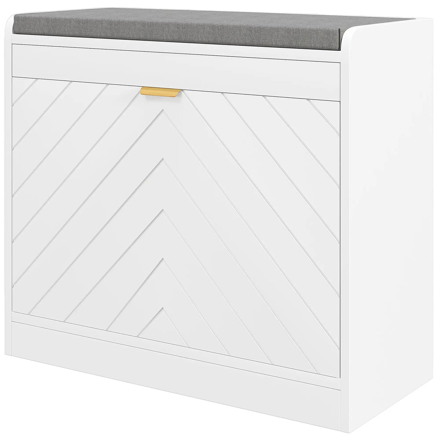 Shoe Storage Bench with Flip Drawer, Vent, Seat, Holds 5 Pairs Shoe Storage Cabinets & Racks White at Gallery Canada