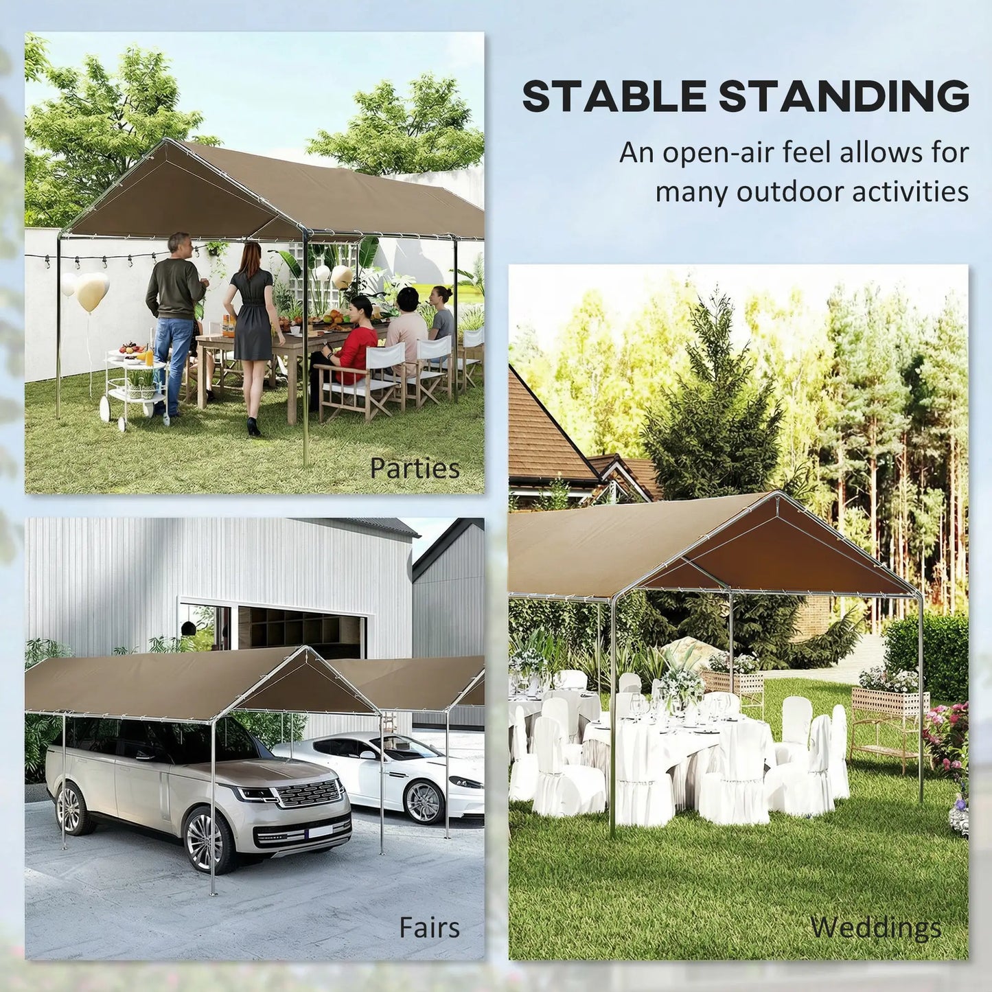 10' x 20' Carport, Heavy Duty Galvanized Canopy, Khaki Car Shelters at Gallery Canada