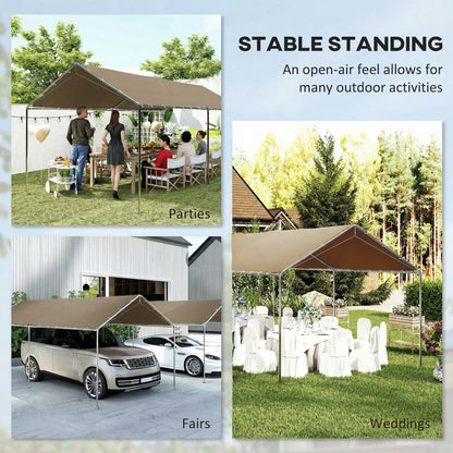 10' x 20' Carport, Heavy Duty Galvanized Canopy, Khaki Car Shelters at Gallery Canada